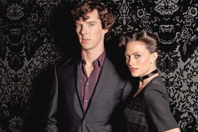 Lara Pulver with Benedict Cumberbatch as Sherlock
