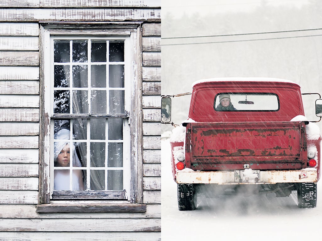 The Girl with the White Towel, Syd. Rockport, Maine (2011), left, and Emie in the Truck. Rockport, Maine (2008), right