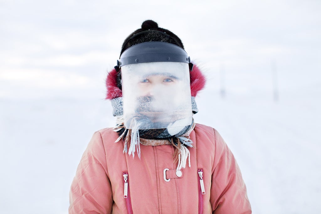 Astronaut on Neptune? No, it's Tanya wearing a snow mask.