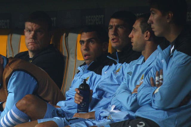<b>Bench Warfare</b><br/>
Carlos Tevez ‘refuses’ to come on for City at Bayern Munich. We thought he’d never play for the club again – but of course he did.