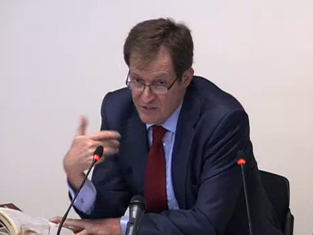 The former Number 10 communications director, Alastair Campbell, at the Leveson Inquiry