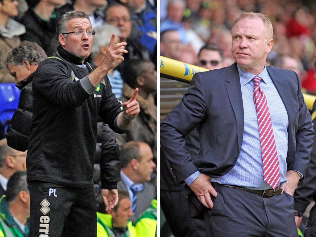 Aston Villa are poised to move for Norwich’s Paul Lambert (left) after the sacking of manager Alex McLeish