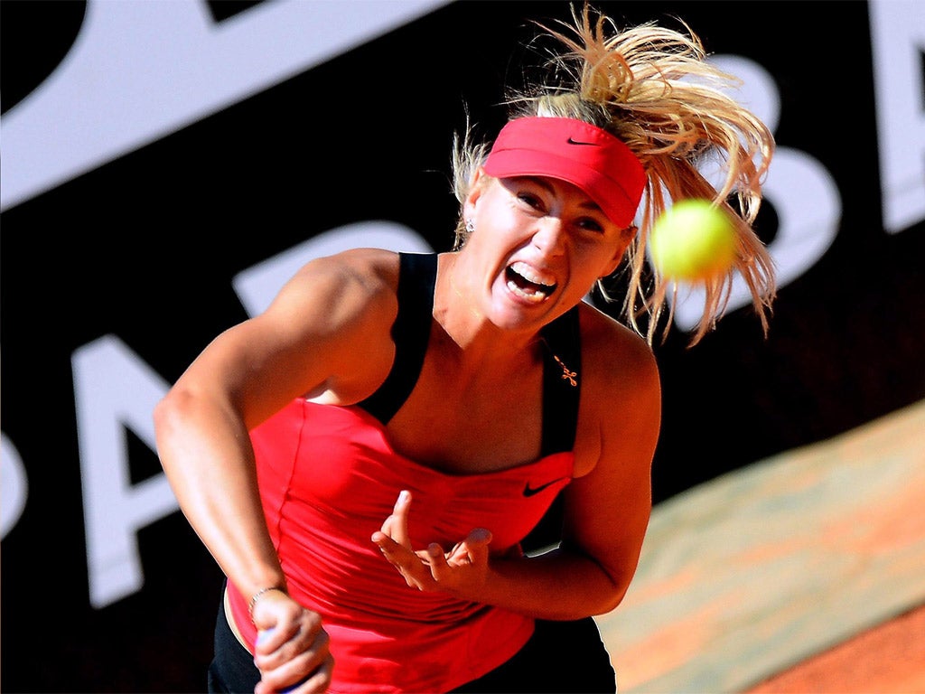 Maria Sharapova serves during her win over Christina McHale