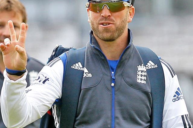 Matt Prior arrives for a training session at Lord's yesterday