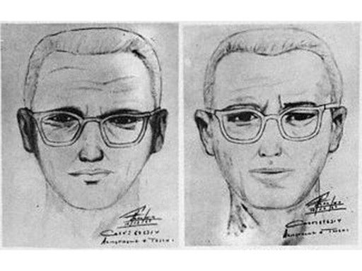 Sketches of the 'Zodiac' killer produced by the San Francisco police and witnesses in 1969