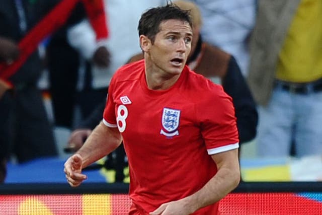 Frank Lampard Scores 'ghost goal' against Germany at the 2010 World Cup, a match England would lose 4-1.