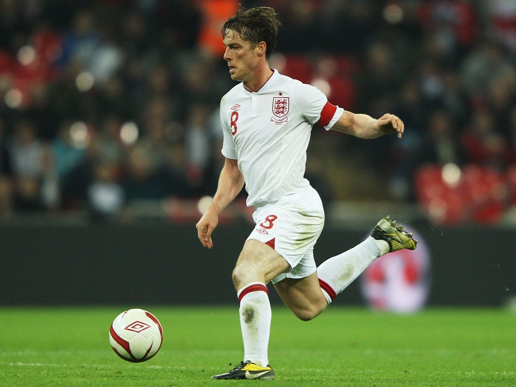 <b>Scott Parker (Tottenham)</b><br/>
<b>Age</b> 31<br/>
<b>Caps</b> 11<br/>
<b>England moment:</b> Selected as captain by caretaker manager Stuart Pearce for friendly match with Holland.