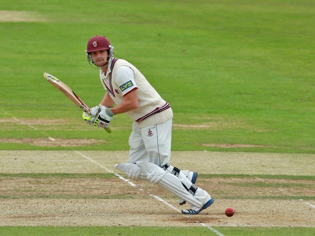 James Hildreth sets off for another run during his century
innings for Somerset yesterday