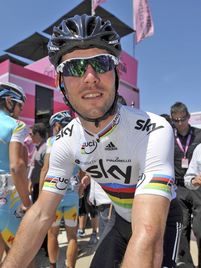 Mark Cavendish trailed in fourth after being slowed up by a crash