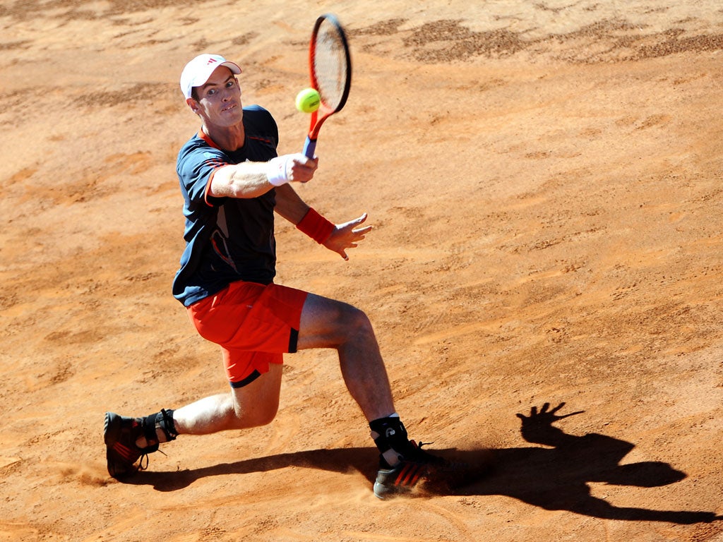 Andy Murray in action at the Rome Masters
