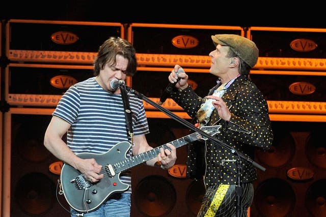 Van Halen's David Lee Roth (right) and Eddie Van Halen perform