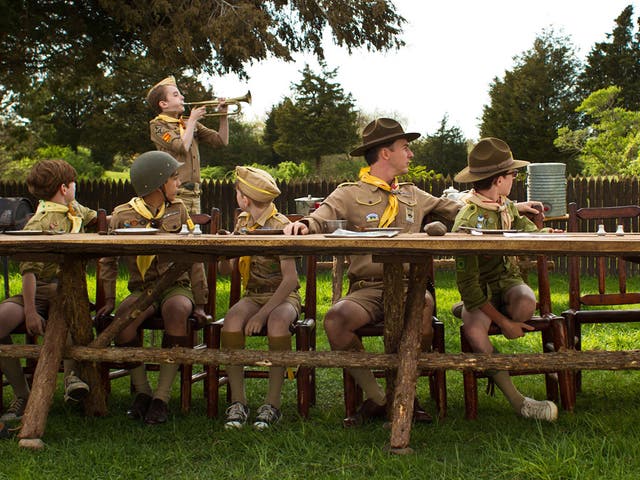 Someone's late for dinner at Wes Anderson's 1965 scout camp, set in New Penzance