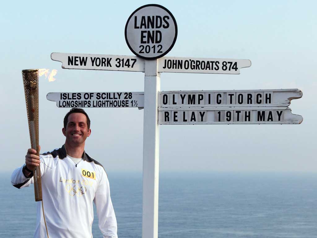 The Olympic torch begins its nationwide journey in Cornwall with Ben Ainslie