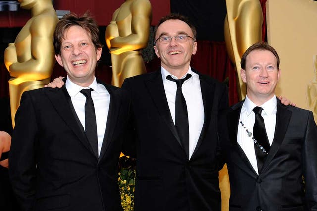 Danny Boyle (centre) on Oscar night