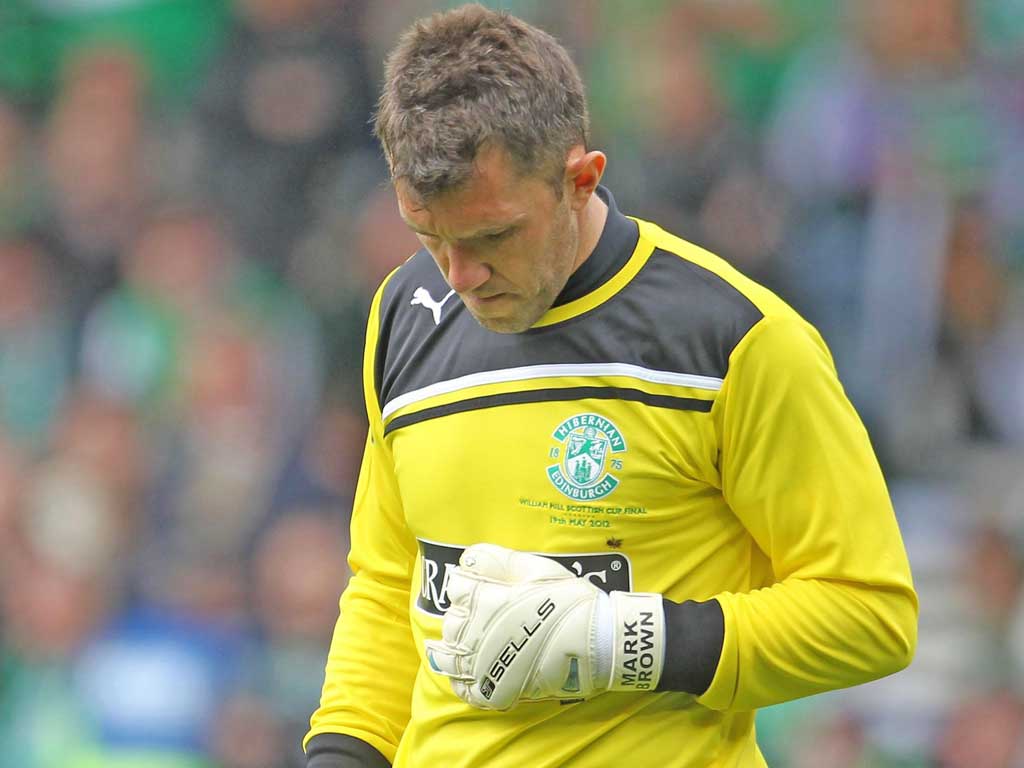 The goalkeeper Mark Brown laments Saturday’s 5-1 Scottish Cup final loss to Hearts at Hampden Park