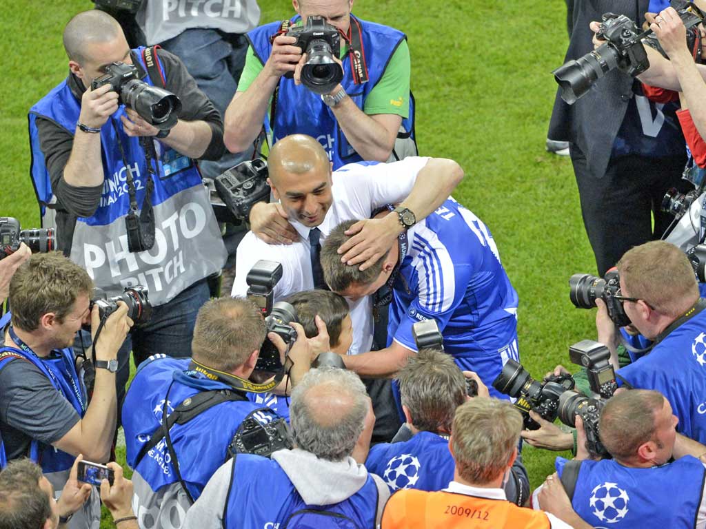 Roberto Di Matteo is the centre of attention after Chelsea’s
Champions League victory in Munich
