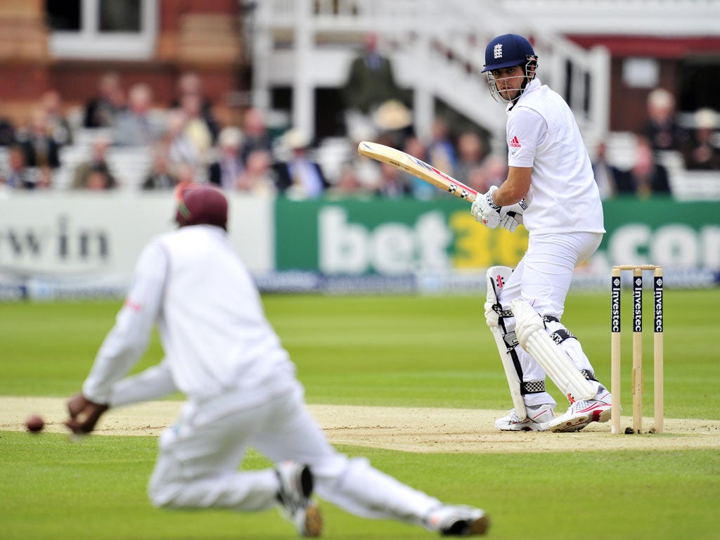 Alistair Cook in action for England against the West Indies