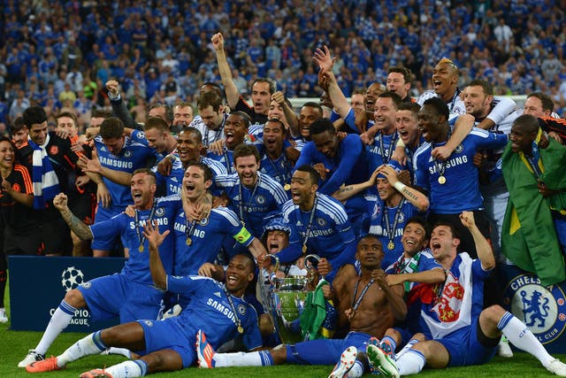 <b>19 May 2012</b><br/>
Chelsea players celebrate after beating Bayern Munich to claim their first ever Champions League title. A dramatic game ended in a penalty shootout, with Didier Drogba scoring the decisive kick.
