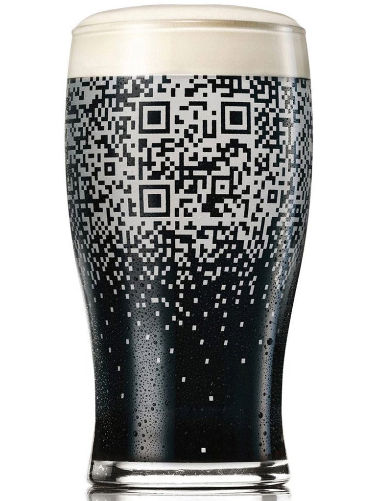 Guinness's QR coded pint glass