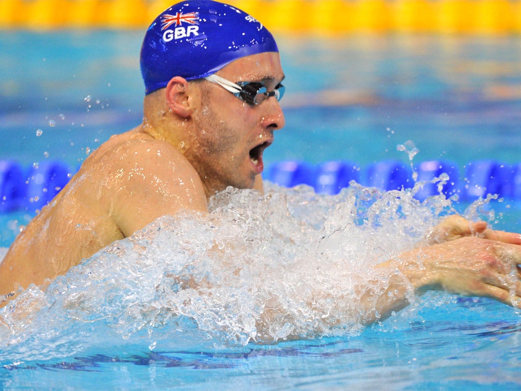 Great Britain's James Goddard during his silver medal swim