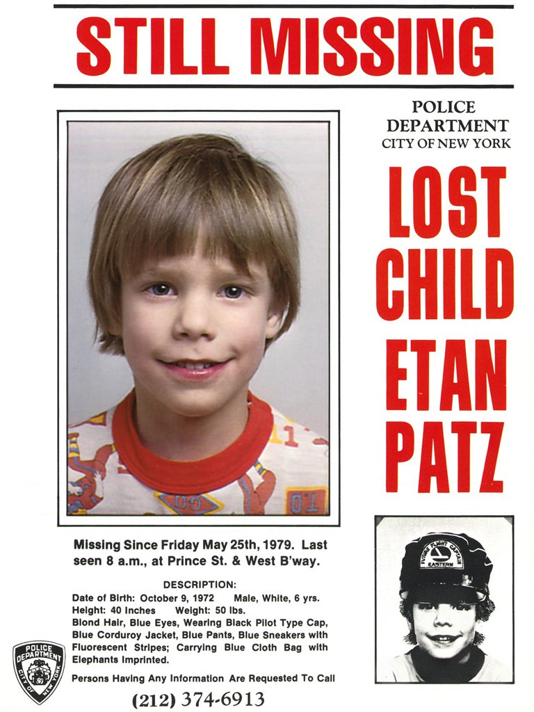 A police poster issued after Etan Patz went missing in 1979