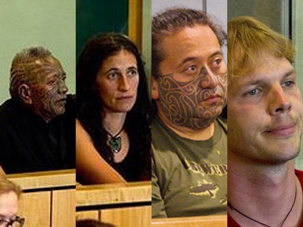 From left to right: Tame Iti, Emily Bailey, Te Rangikaiwhiria Kemara and Urs Signer were all convicted of possessing illegal firearms