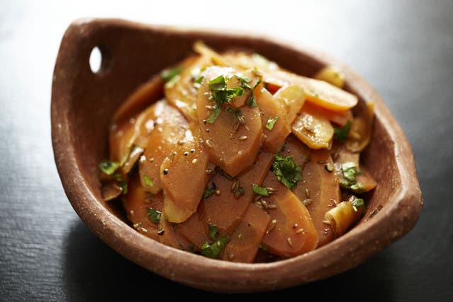 Carrot and cumin salad is perfect for a mezze-type buffet or
with meat or fish like red mullet