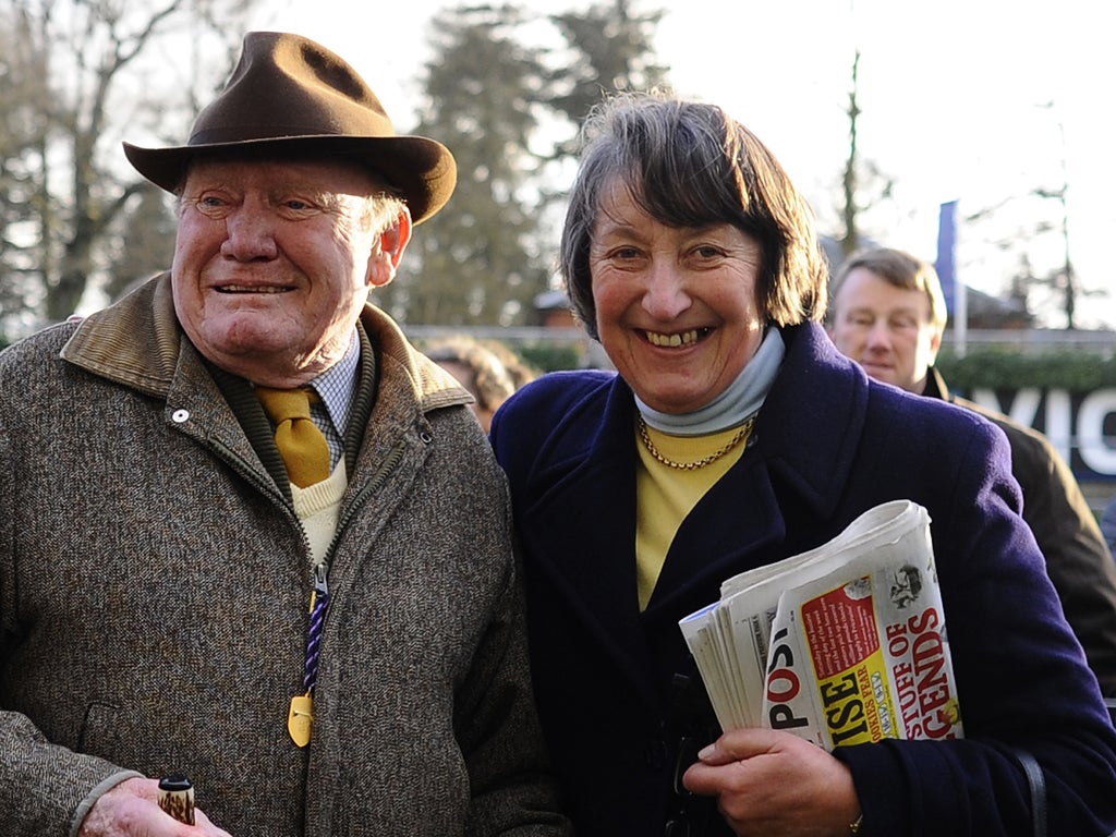 Henrietta Knight and Terry Biddlecombe at Ascot in January