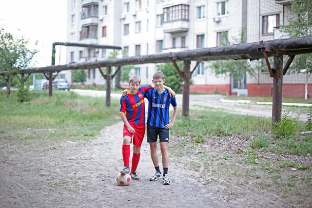 Albert Alkimar, 14 (left) & Eric Korbet, 16

<p>Korbet says: 'We are best friends. I know Albert cos we live in the same block and we play football together. Our idol is [the Barcelona striker Lionel] Messi. We would like to play in a huge stadium, in a big field, maybe even in Barcelona or at the [home of top Ukrainian team] Metalist [which will host Euro 2012 games]. I would go if I had the money.</p>
