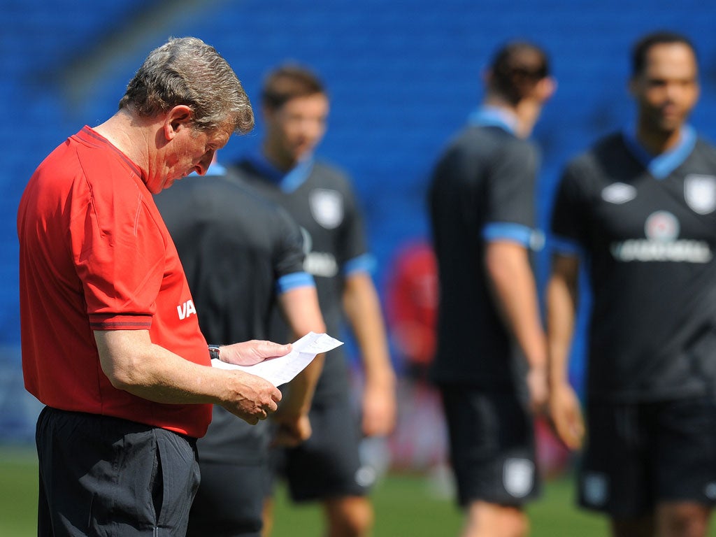 Roy Hodgson takes England training