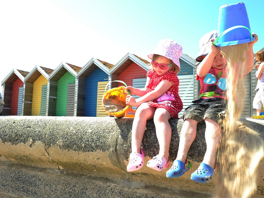 Children on the beach in Blyth, Northumberland