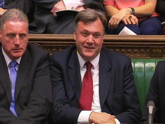 Victory: Ed Balls forces the smirking Tory leader to lose his cool