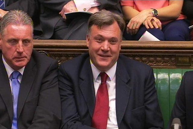 Victory: Ed Balls forces the smirking Tory leader to lose his cool