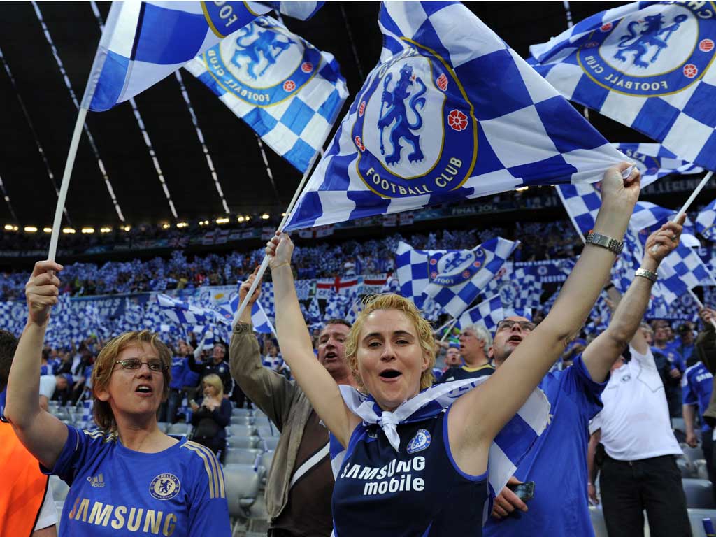 Wave goodbye: Many Chelsea fans could not get home from Munich
