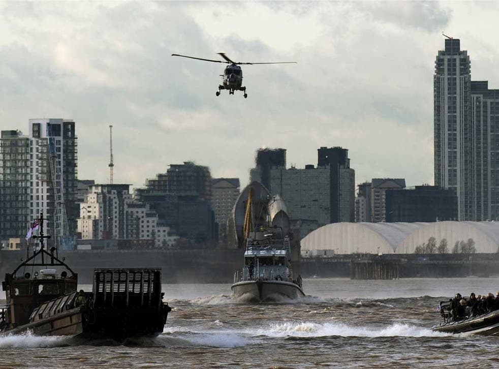 Ring of steel: Police and Royal Marines on the Thames