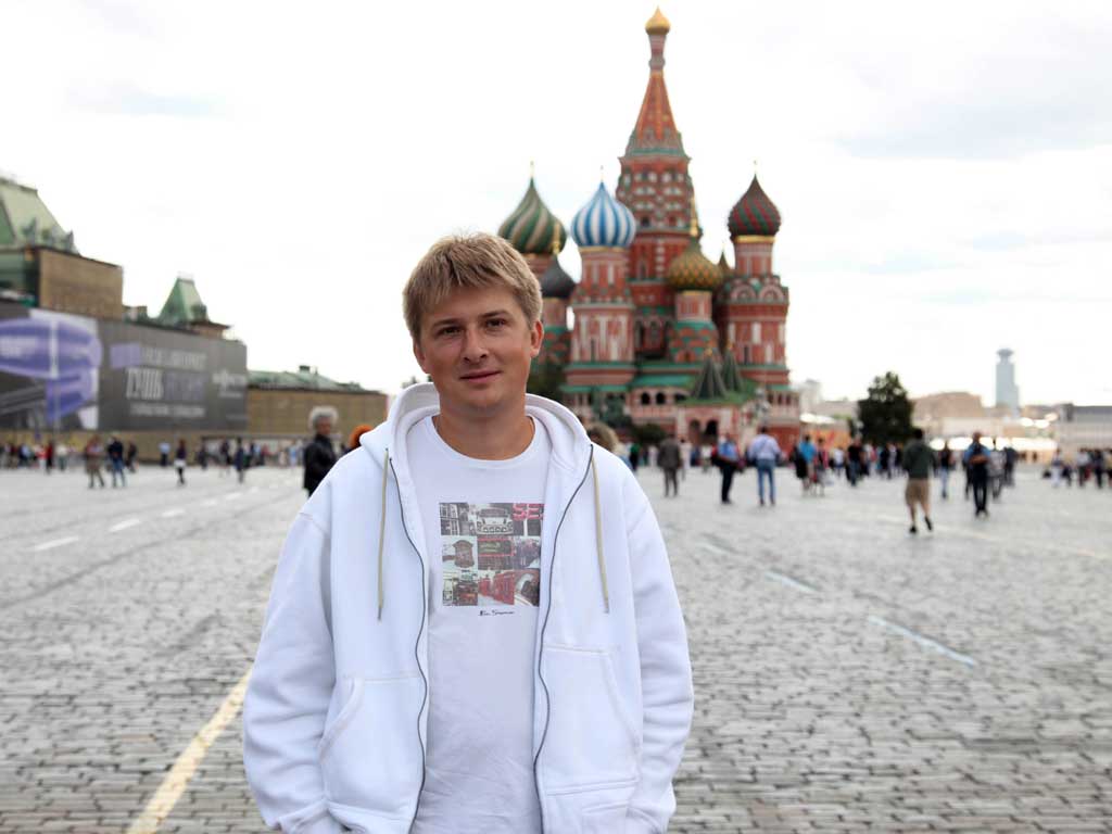 Born in the then USSR: Anton, aged 28, on Red Square, in the latest in the series looking at participants every seven years