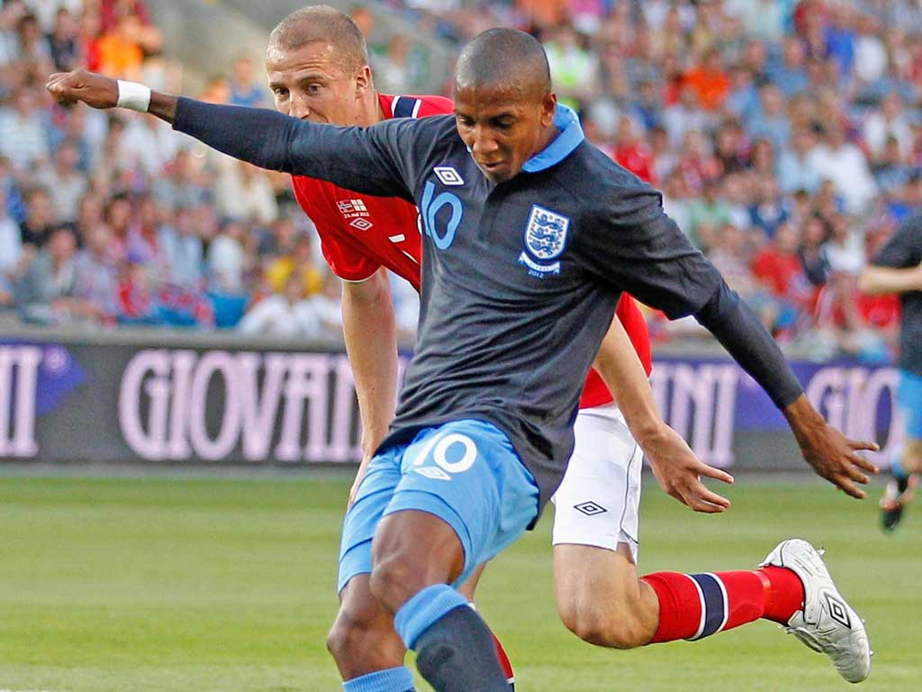 Ashley Young scores England’s winner in Oslo on Saturday