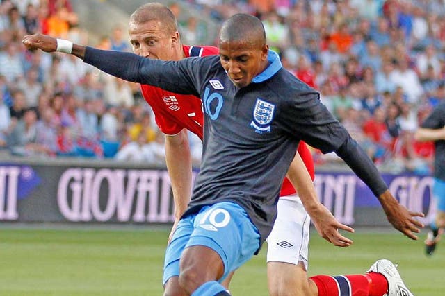 Ashley Young scores England’s winner in Oslo on Saturday