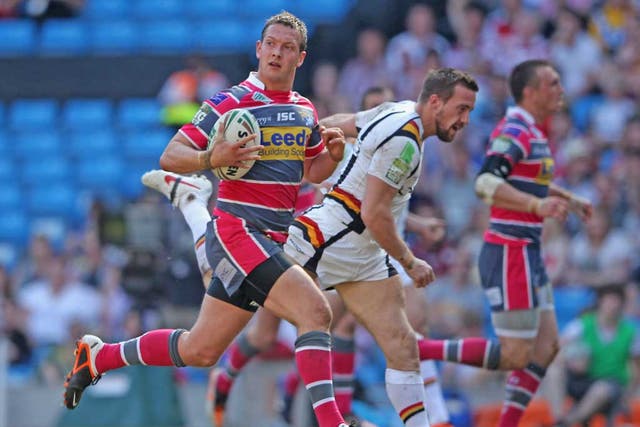 Danny McGuire breaks away to score one of his five tries