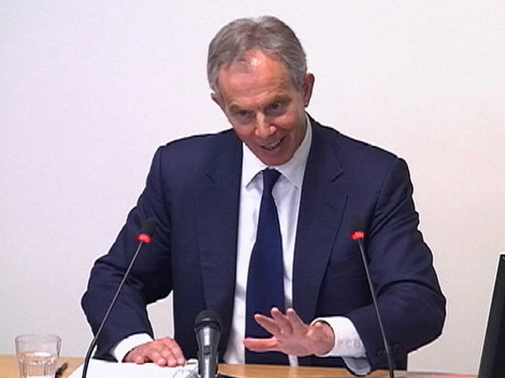 Tony Blair giving evidence at the Leveson Inquiry