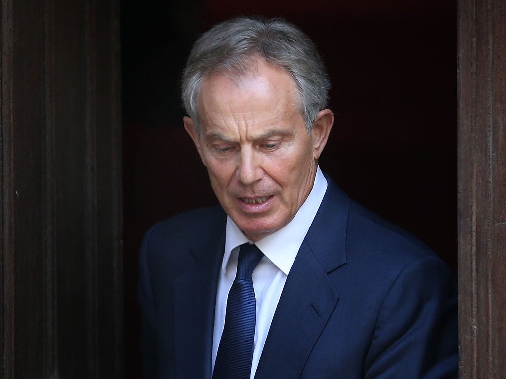 Former PM Tony Blair at the Leveson Inquiry yesterday
