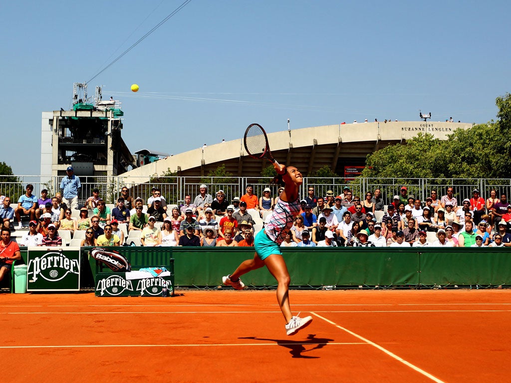 Heather Watson in action at the French Open