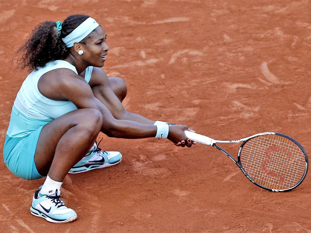Serena Williams is down and out at the French Open yesterday