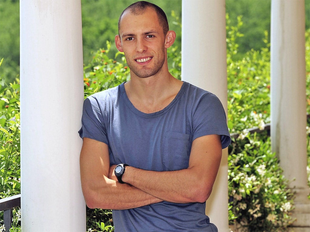 The world 400m hurdles champion Dai Greene relaxes in Rome before tonight's Golden Gala meeting