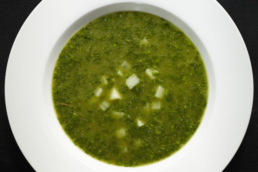 Jersey royal and chive soup
