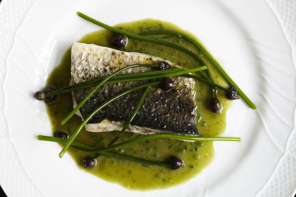 Grey mullet with chive buds