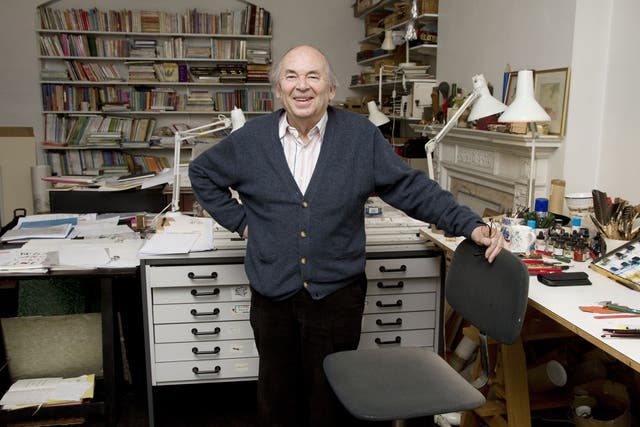 Illustrator Quentin Blake photographed at his London home