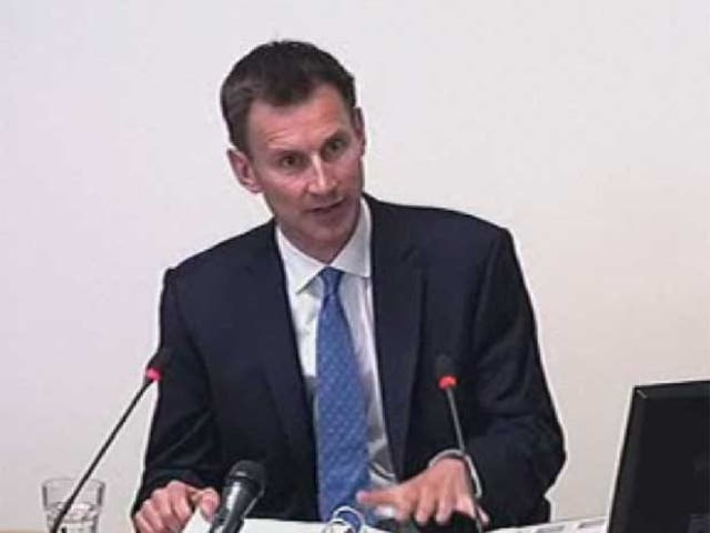 Jeremy Hunt is appearing before the Leveson Inquiry today