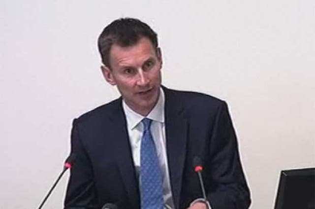 Jeremy Hunt is appearing before the Leveson Inquiry today
