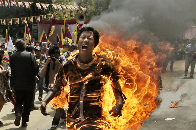Tibetan protester Jamphel Yeshi set himself on fire in New Delhi ahead of Chinese President Hu Jintao's visit to India earlier this year